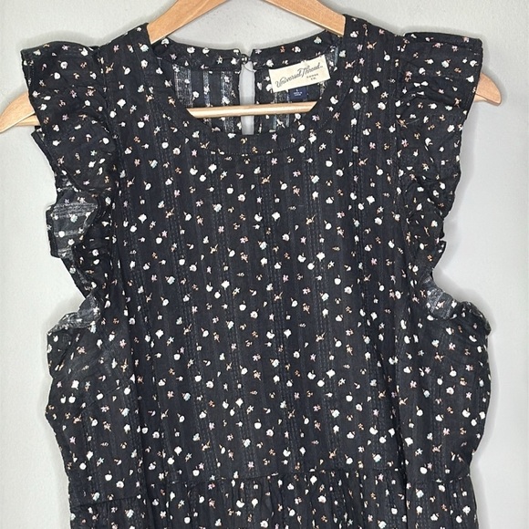 Universal Thread Cotton Ruffle Sleeveless Maxi Dress in Black Floral Size Large - Picture 2 of 9